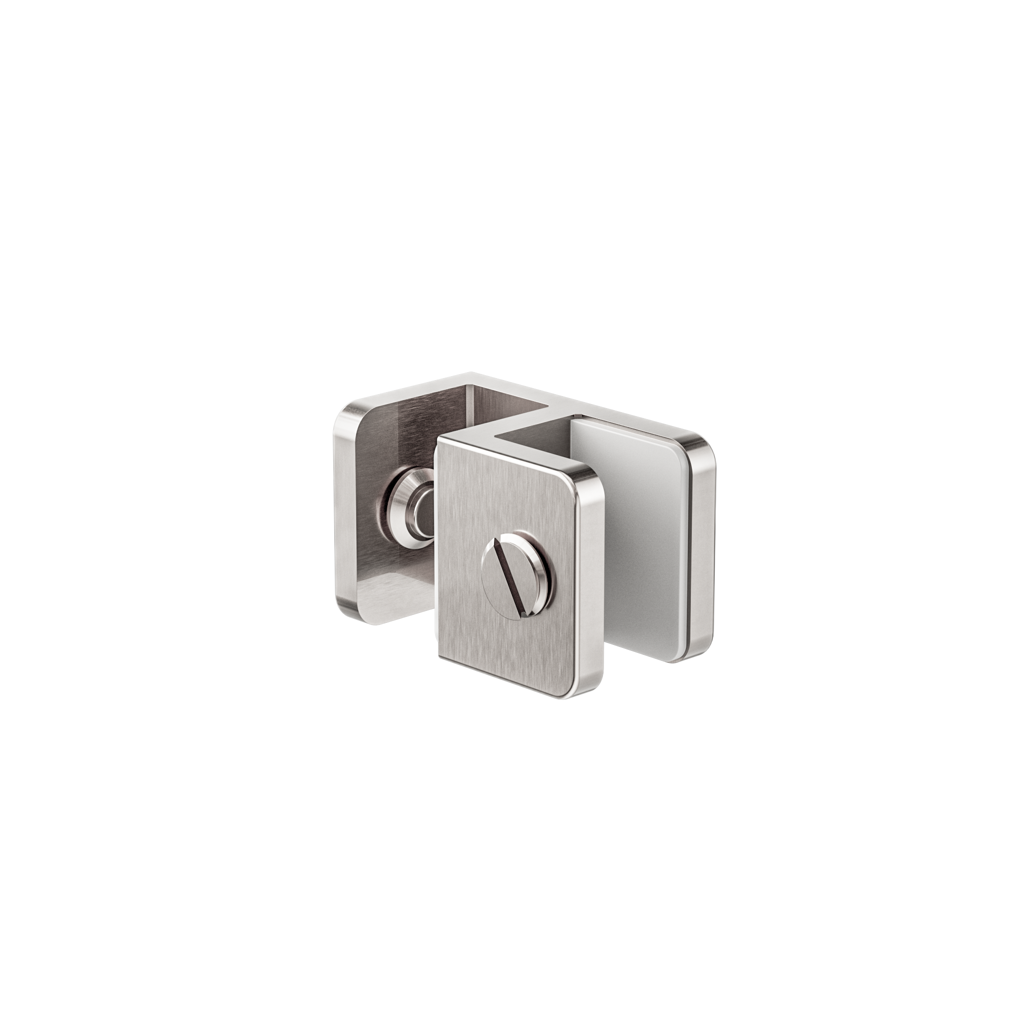 Over-Panel Glass To Glass Fitting 10mm Glass Brushed Nickel