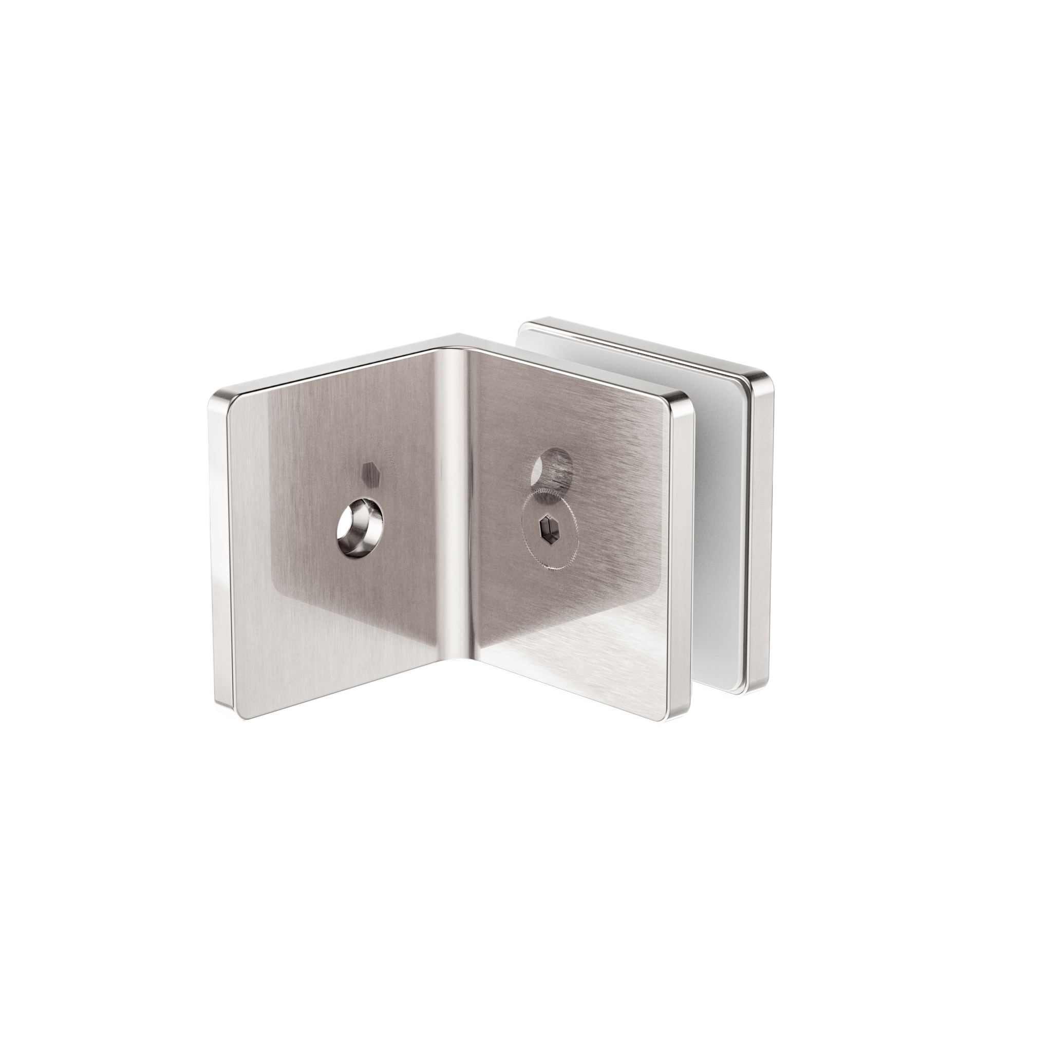 90 Degree Glass To Wall Bracket 10mm Glass Brushed Nickel