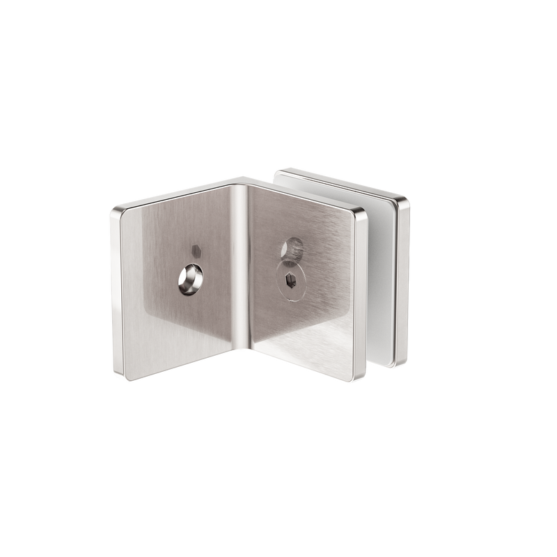 90 Degree Glass To Wall Bracket 10mm Glass Brushed Nickel