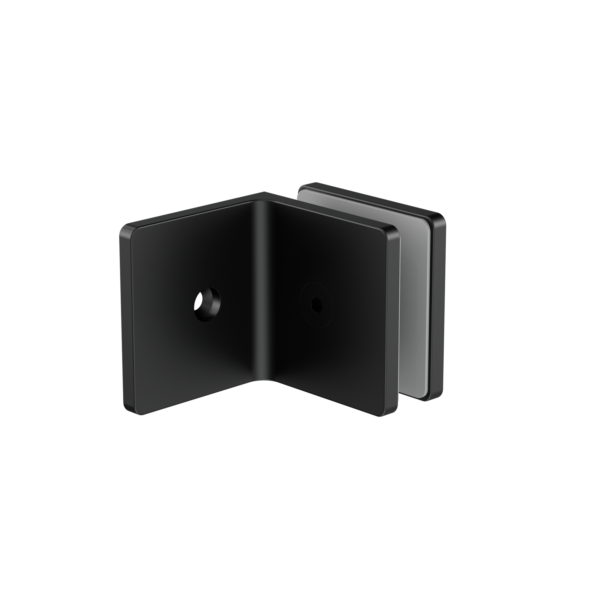 90 Degree Glass To Wall Bracket 10mm Glass Matte Black