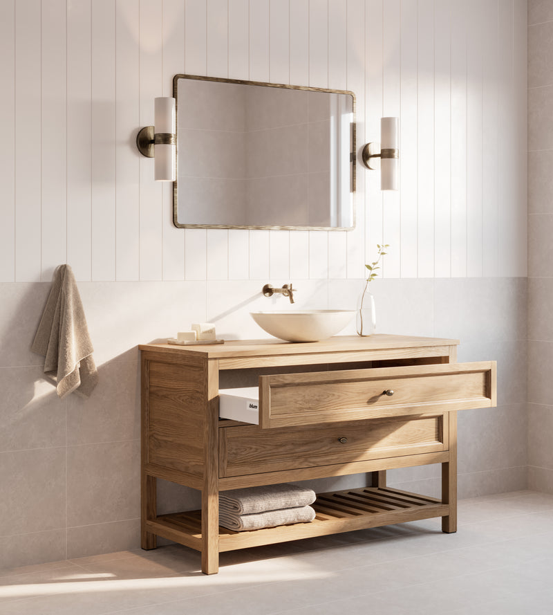 Isla Freestanding Timber Vanity - With 20mm American Oak Benchtop