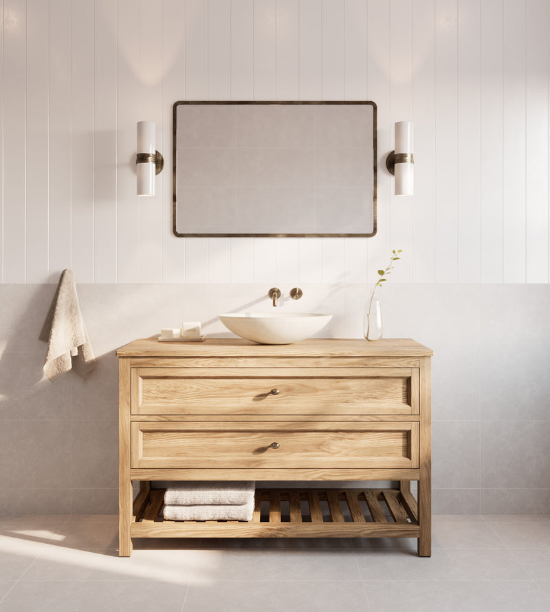 Isla Freestanding Timber Vanity - With 20mm American Oak Benchtop