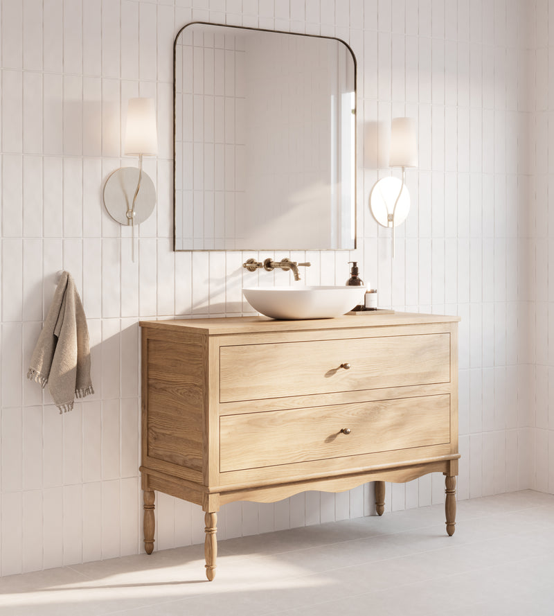 Lily Freestanding Timber Vanity - With 20mm American Oak Benchtop