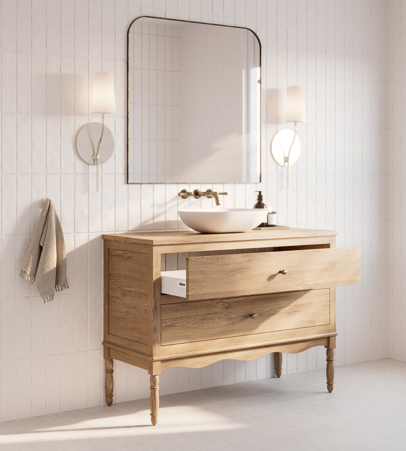 Lily Freestanding Timber Vanity - With 20mm American Oak Benchtop